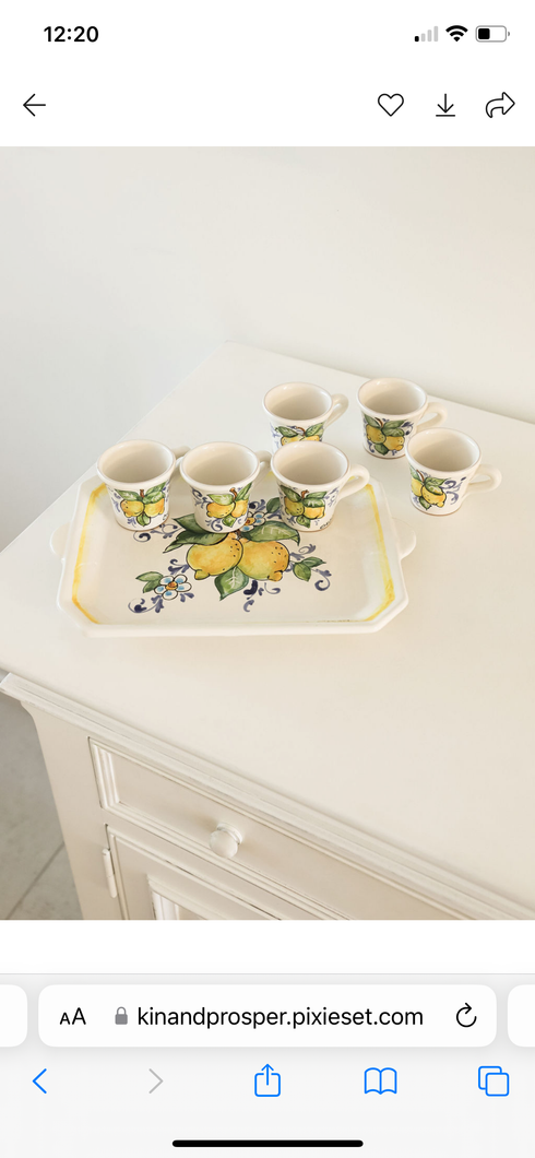 Lemon coffee cup set and tray